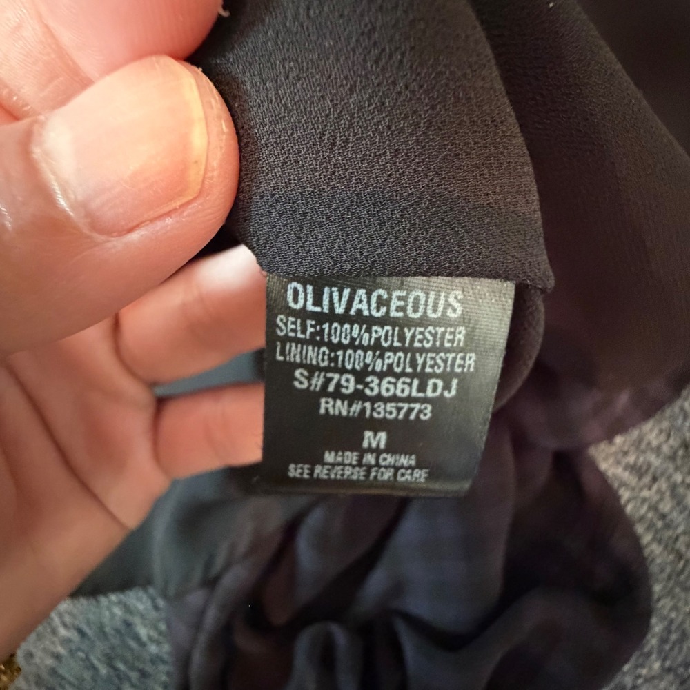 Olivaceous Gingham Button Front Dress Dark Purple Black Bishop Sleeve Medium - Picture 7 of 9